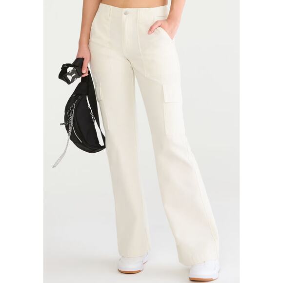 Aeropostale Low-Rise Flare Utility Cargo Pants Off White Size 4 Y2K 90s 2000s - Picture 1 of 12